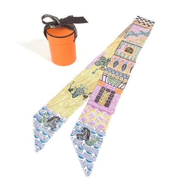 HERMES Twilly Twilly Band Scarf Scarf silk Multicolore - Picture 8 of 11